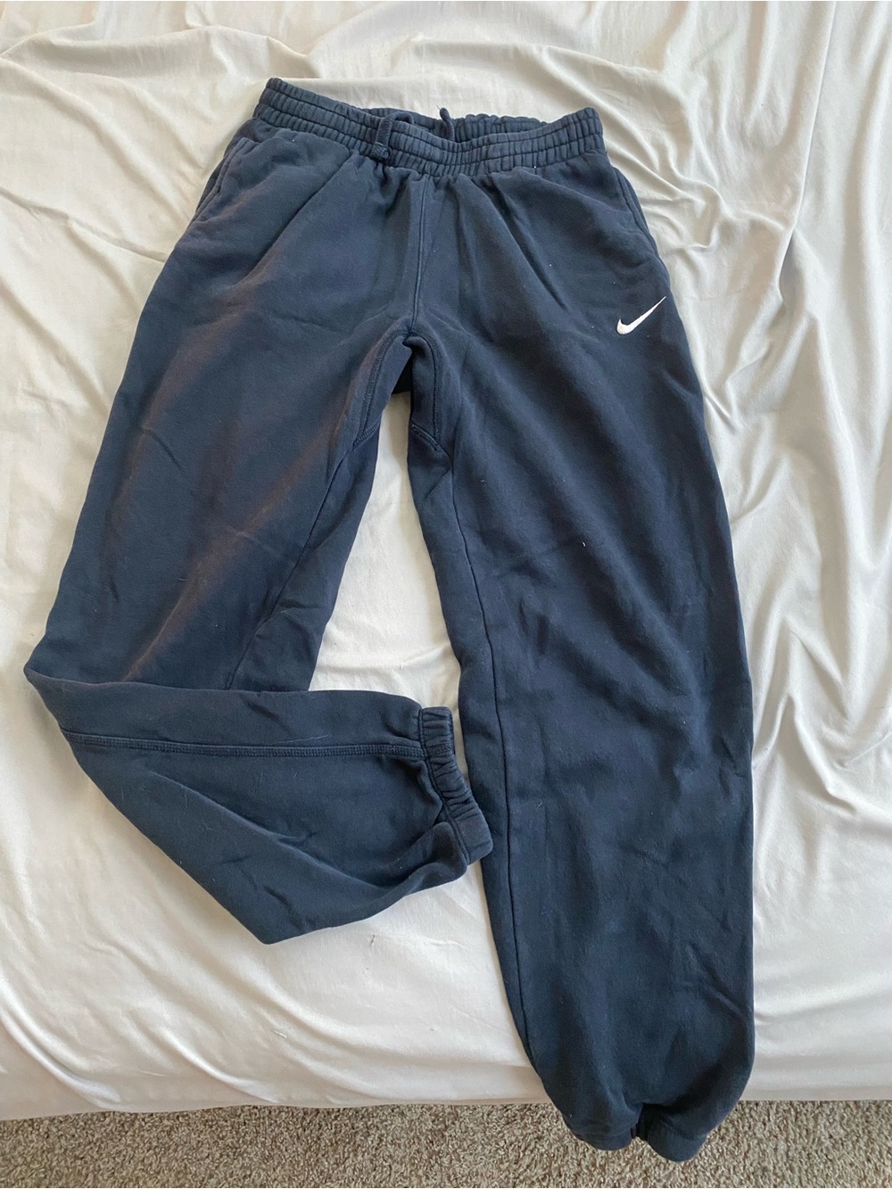 Nike Kids Navy Sweatpants with White Swoosh